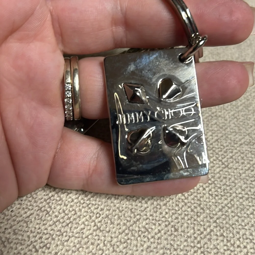 JIMMY CHOO Queen of Hearts Keychain Silver NWOT - Picture 3 of 7
